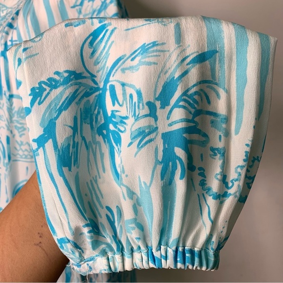 Lilly Pulitzer Women’s Blue White Silk La Via es Loca Elsa Blouse Size Small - Picture 5 of 14